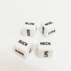 English Fun White Couple dice,Dice with Action Instructions in English,2 Pieces to Play Together,36 Ways to Play,Acrylic(4 Pieces)