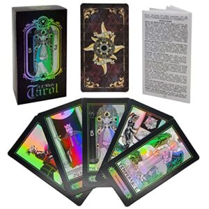 smoostart 78 tarot cards with guidebook, holographic tarot cards deck future telling game with colorful box for beginners and professional player