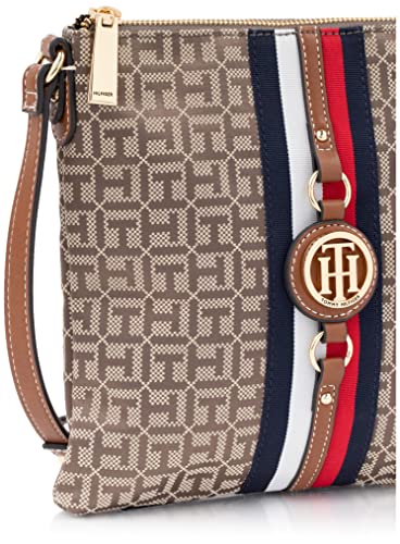 Tommy Hilfiger Womens Jaden Plus Crossbody HANDBAG, Tan/Dk Chocolate