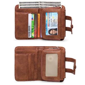 GAEKEAO Leather Credit Card Holder Wallet for Women RFID Blocking Large Capacity Bifold Zipper Card Case Organizer with Wristlet 32 Slots