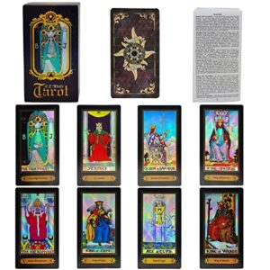 Smoostart 78 Tarot Cards with Guidebook, Holographic Tarot Cards Deck Future Telling Game with Colorful Box for Beginners and Professional Player