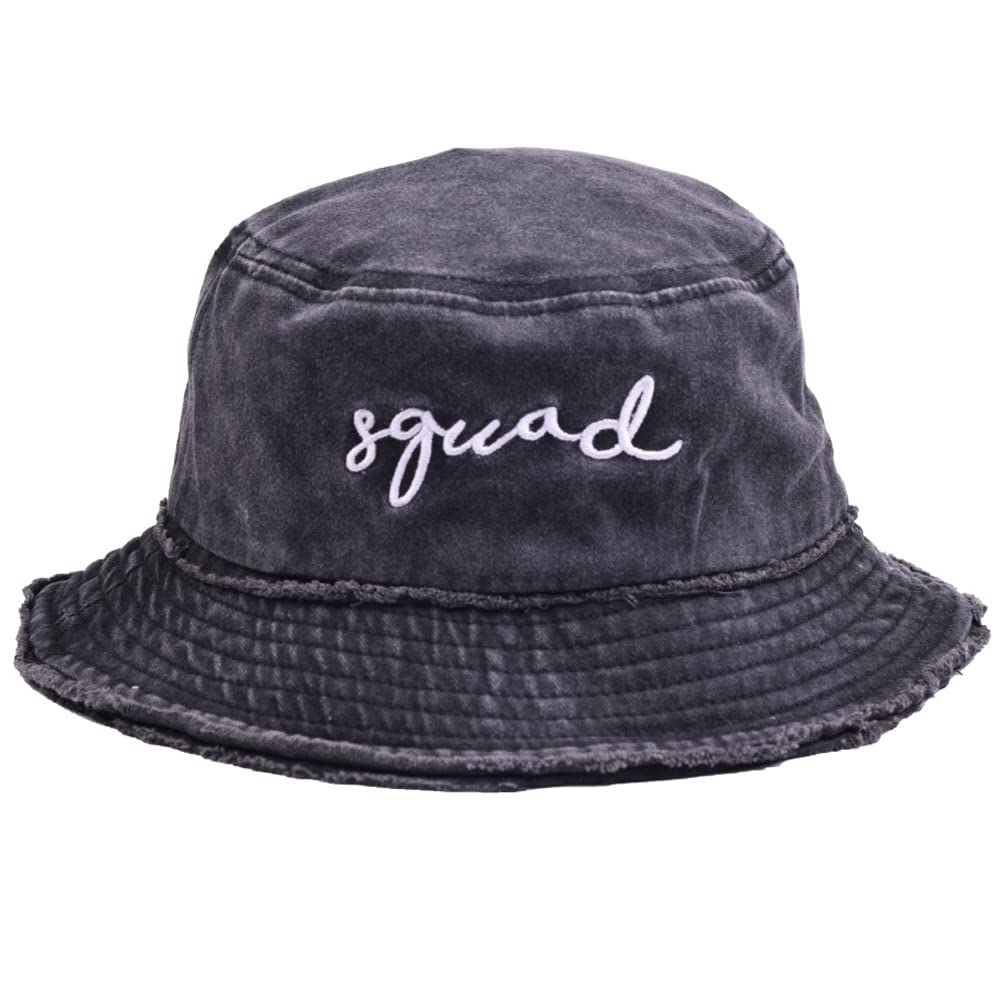 Bachelorette Bucket Hat for Bride Squad Distressed Embroidered Sun Hat Bridal Party Gift Squad