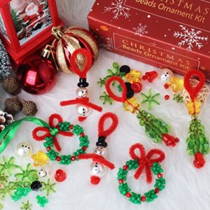 GYGOT Christmas Crafts for Kids,36 Sets Christmas Beaded Ornament Kit-Including 12 PCS Snowman/12 PCS Christmas Tree/12 PCS Wreath,Xmas Party Holiday Craft Tree Decorations (Assembly Needed)