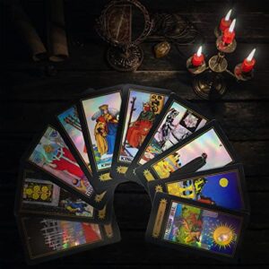 Smoostart 78 Tarot Cards with Guidebook, Holographic Tarot Cards Deck Future Telling Game with Colorful Box for Beginners and Professional Player