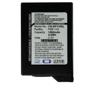 Cameron Sino Battery for PSP-1000, PSP-1000G1, PSP-1000G1W, PSP-1000K, PSP-1000KCW, PSP-1001, PSP-1004, PSP-1006 PN: PSP-110 1800mAh / 6.66Wh