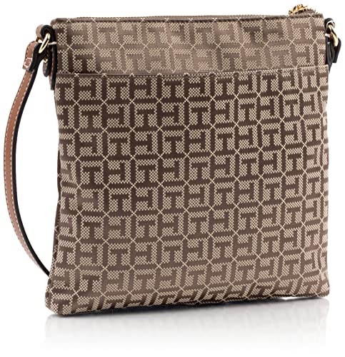 Tommy Hilfiger Womens Jaden Plus Crossbody HANDBAG, Tan/Dk Chocolate