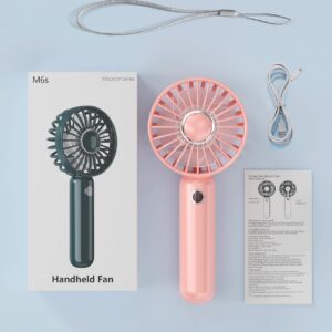 RNKRUN Portable Mini Fan, HandHeld Small Personal Battery Operated Fan Quiet usb Rechargeable 3 Speed makeup Lash Fan for Outside Travel Patios Indoor Shop Women Men Kids Girl Eyelash, pink