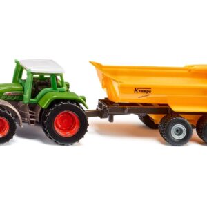 Siku 1605, Fendt Tractor with Krampe Dump Truck, Toy Tractor, Metal/Plastic, Green/Yellow, Removable cab, Tipping Trough, Trailer with Smooth-Running rubberisedg Wheels, Trailer Coupling