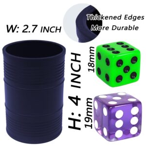 Dice Stacking Cup(Blue) Set with 4 Pcs 19mm(Purple) and 5 Pcs 18mm(Green) Standard 6 Sided Dices, with Storage Bag-Magic Tricks Instruction