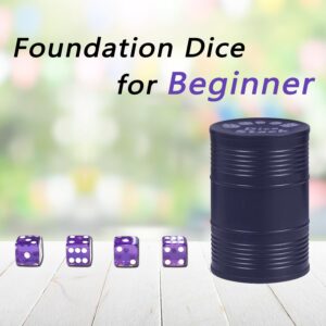 Dice Stacking Cup(Blue) Set with 4 Pcs 19mm(Purple) and 5 Pcs 18mm(Green) Standard 6 Sided Dices, with Storage Bag-Magic Tricks Instruction