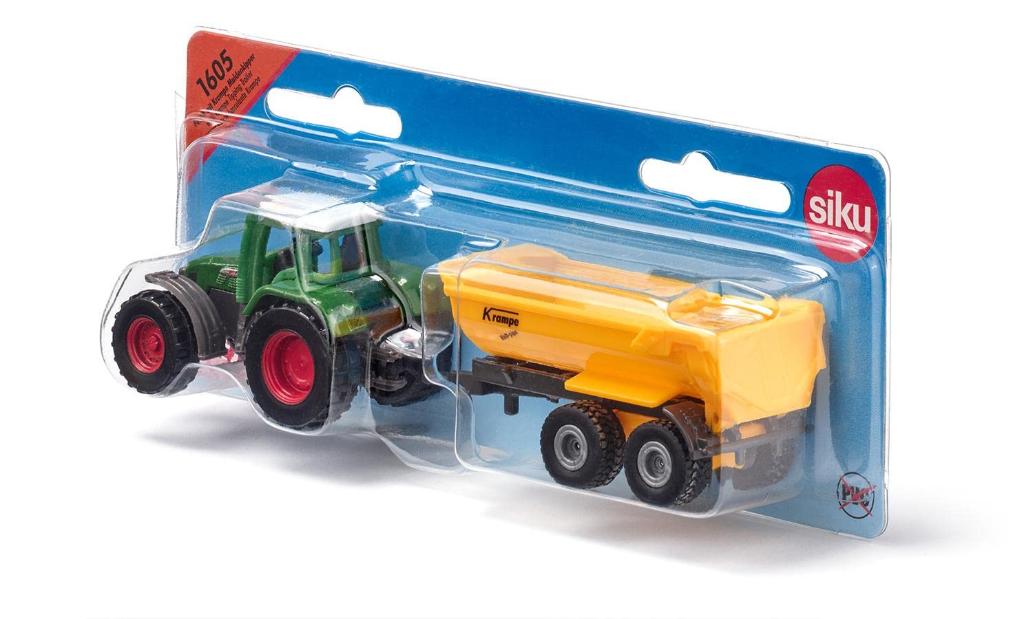 Siku 1605, Fendt Tractor with Krampe Dump Truck, Toy Tractor, Metal/Plastic, Green/Yellow, Removable cab, Tipping Trough, Trailer with Smooth-Running rubberisedg Wheels, Trailer Coupling