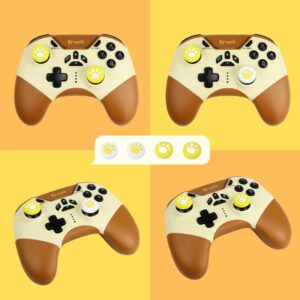 Brook Vivid Wireless Switch Controller with Thumb Grips Set, 6-Axis Gyro Bluetooth Controller For NS Switch/Lite/OLED and PC, Bluetooth Gaming Controller, For Animal Crossing (Sunshine)