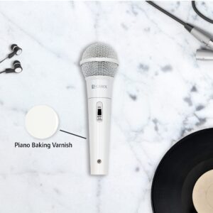 CAROL MUD-525 Cardioid Dynamic Microphone Vocal, White Microphone, for Conference and Campus Use, Teach, Singing, Stage Performance w/ 14.8ft XLR to 1/4"(6.35mm) Cable (White)