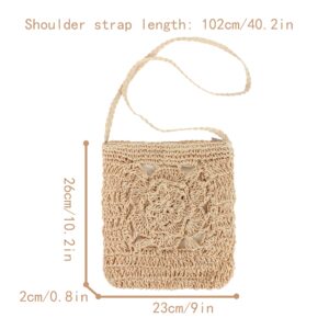 Meyaus Women Small Straw Woven Cross-body Shoulder Bag Bohemian Beach Handbag Purse