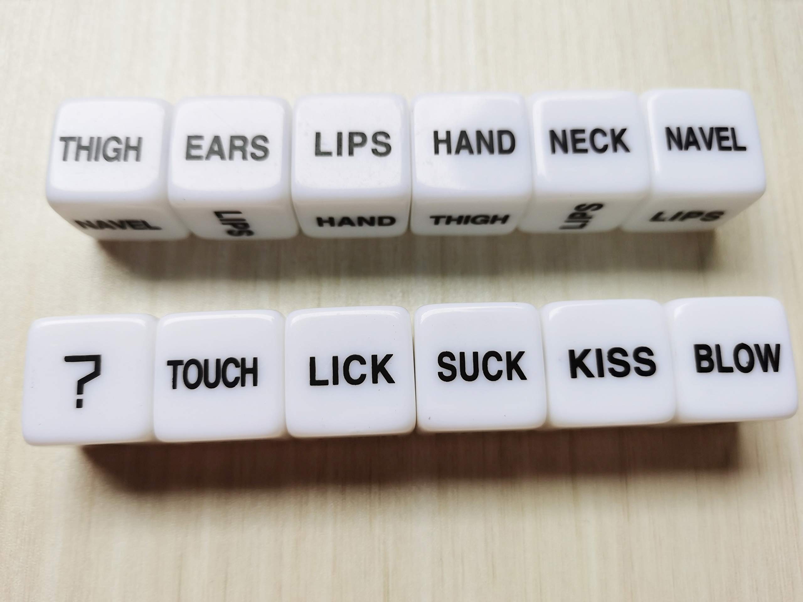 English Fun White Couple dice,Dice with Action Instructions in English,2 Pieces to Play Together,36 Ways to Play,Acrylic(4 Pieces)