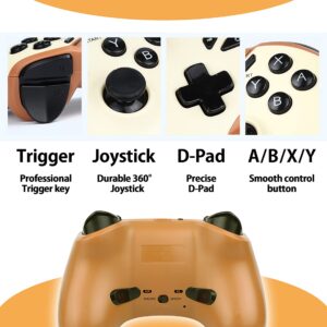 Brook Vivid Wireless Switch Controller with Thumb Grips Set, 6-Axis Gyro Bluetooth Controller For NS Switch/Lite/OLED and PC, Bluetooth Gaming Controller, For Animal Crossing (Sunshine)