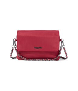 baggallini womens flap crossbody with chain, ruby red