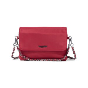 Baggallini Womens Flap Crossbody With Chain, Ruby Red