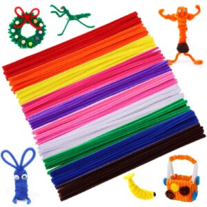 caydo 100pcs pipe cleaners in 10 colors, multi-color chenille stems craft supplies for creative diy art and crafts decorations (6 mm x 12 inch)