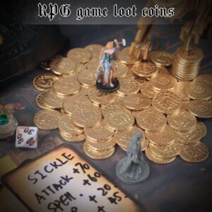 50 PCS Metal Dnd Coins with PU Leather Bag, Fantasy Gold Coins for Board Games, Game Tokens for Tabletop Rpg Games, Black Dragon Bag D and D Coins Collection, Mid-century Retro Gaming Accessories