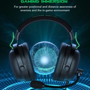 Black Shark Gaming Headset with Noise Canceling Cardioid Mic, Gaming Headsets for PC, PS4, PS5, Xbox, Switch, 50mm Dynamic Drivers, Over-Ear Gaming Headphones with Microphone & LED Light