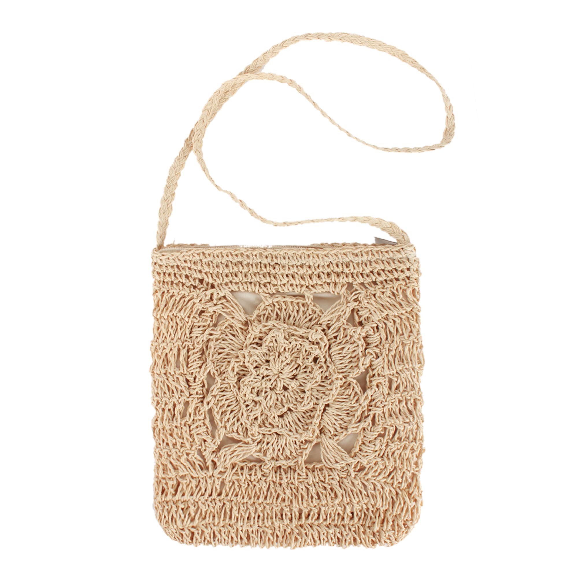 Meyaus Women Small Straw Woven Cross-body Shoulder Bag Bohemian Beach Handbag Purse