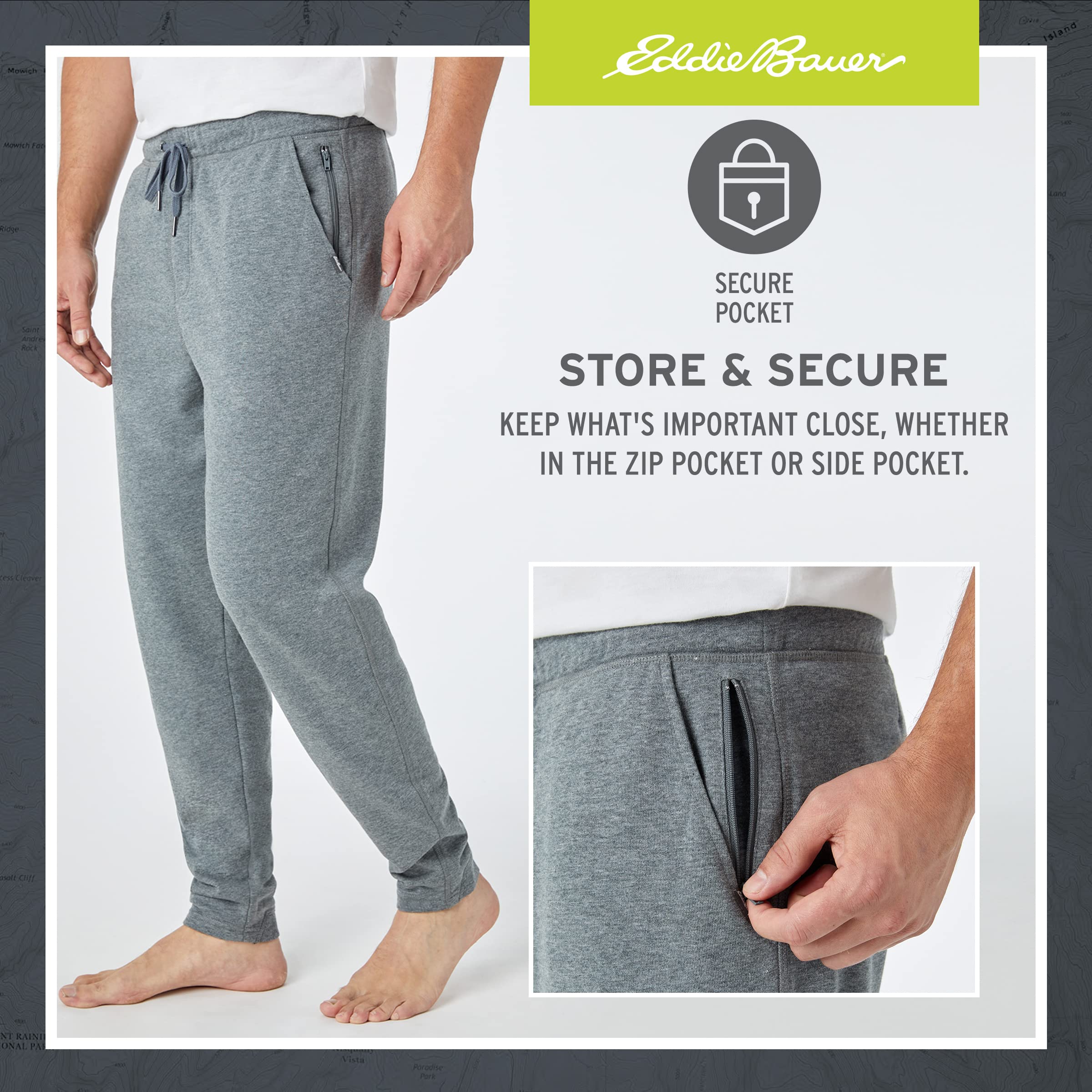 Eddie Bauer 3Pk Mens Pajama Pants - Cotton Knit Mens Lounge Pants with Pockets | Jogger Sleep Pants for Men | Soft Lightweight Lounge Pants for Men | Sleep Pants for Mens Pajamas Bottoms 3 Pack