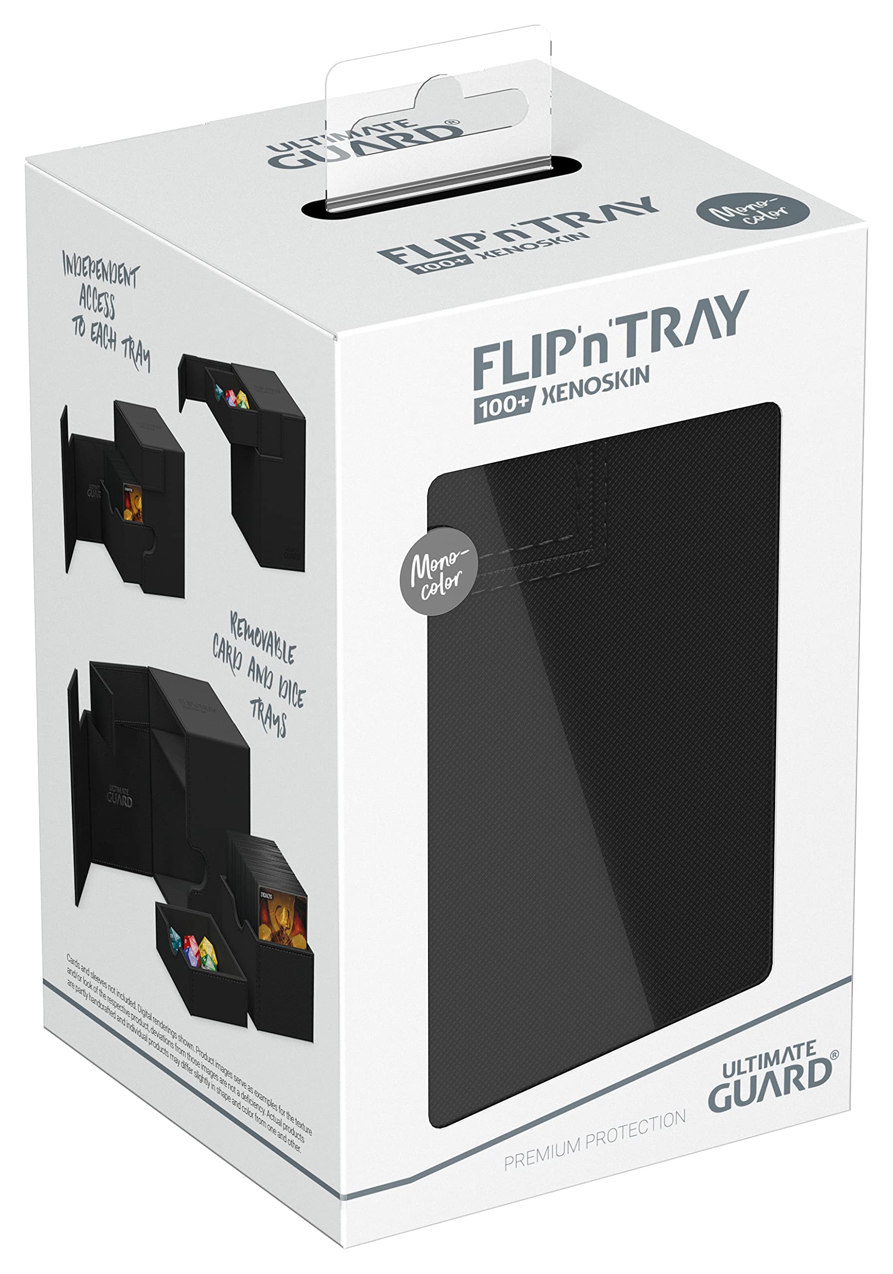 Ultimate Guard Flip 'n' Tray 100+, Deck Case for 100 Double-Sleeved TCG Cards + Dice Tray, Black, Independent Magnetic Closure & Microfiber Lining