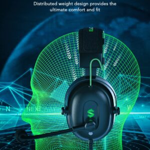 Black Shark Gaming Headset with Noise Canceling Cardioid Mic, Gaming Headsets for PC, PS4, PS5, Xbox, Switch, 50mm Dynamic Drivers, Over-Ear Gaming Headphones with Microphone & LED Light