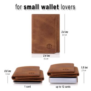 TRUSADOR Rimini Men & Women Minimalist Small Front Pocket Leather Wallet Elastic Credit Card Holder (Cognac)