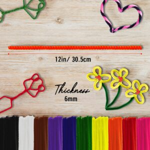 Pipe Cleaners- 100 Pc. Pipe Cleaner Assorted Colors 12” Chenille Stems, Pipe Cleaners Craft, Fuzzy Sticks Great Craft Supplies DIY Art & Craft Projects| 6mm x12 inch