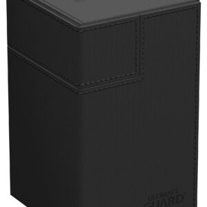 Ultimate Guard Flip 'n' Tray 100+, Deck Case for 100 Double-Sleeved TCG Cards + Dice Tray, Black, Independent Magnetic Closure & Microfiber Lining