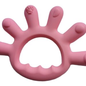 BABYmimi Silicone Teether - Finger-Shaped Organic Baby Teether Toys to Chew On - for Teething Relief, Babies - Pastel-Colored Fruit Design, Rising Dots - Food-Grade Material - BPA Free