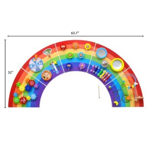 SPARK & WOW Rainbow Activity Wall Panels - Ages 18m+ - Montessori Sensory Wall Toy - 10 Activities - Busy Board - Toddler Room Décor