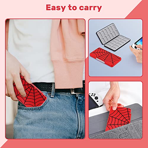 Jusy Game Card Case for Nintendo Switch, with 24 Game Card Slots and 24 Micro SD Card Slots, Spider Portable Protective Storage Case (Cobweb)