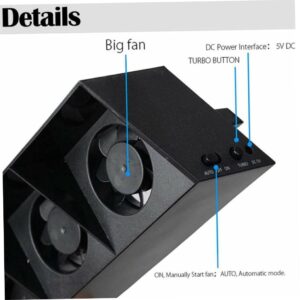 CurcKua Console Cooler PS4 Cooling Fan Temperature Control 5 Fan Heat Exhaust Fan for 4 Console Black.