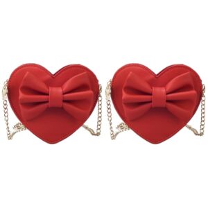 valiclud 2 pcs heart-shaped crossbody bag makeup bag girl crossbody bag heart shaped bag heart shape cross-body bag sling handbag cosmetics bag heart chain bag travel pretty fashion bag pu