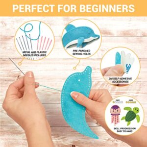 Craftorama Sewing Kit for Kids, Fun and Educational Sea Animal Craft Set for Boys and Girls Age 7-12, Sew Your Own Felt Animals Craft Kit for Beginners, 165 Piece Set