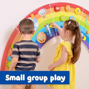 SPARK & WOW Rainbow Activity Wall Panels - Ages 18m+ - Montessori Sensory Wall Toy - 10 Activities - Busy Board - Toddler Room Décor