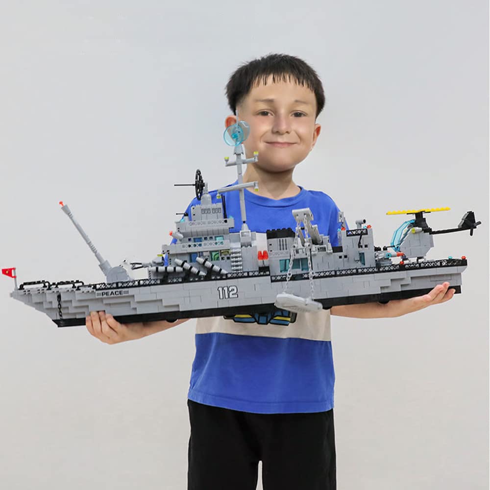 Ulanlan Navy Destroyer Building Block Set, Warship Building kit 6 in 1 Military Battleship Building Set Toy Gift for Boys Aged 8 +, Adult Gift 1560 Pieces