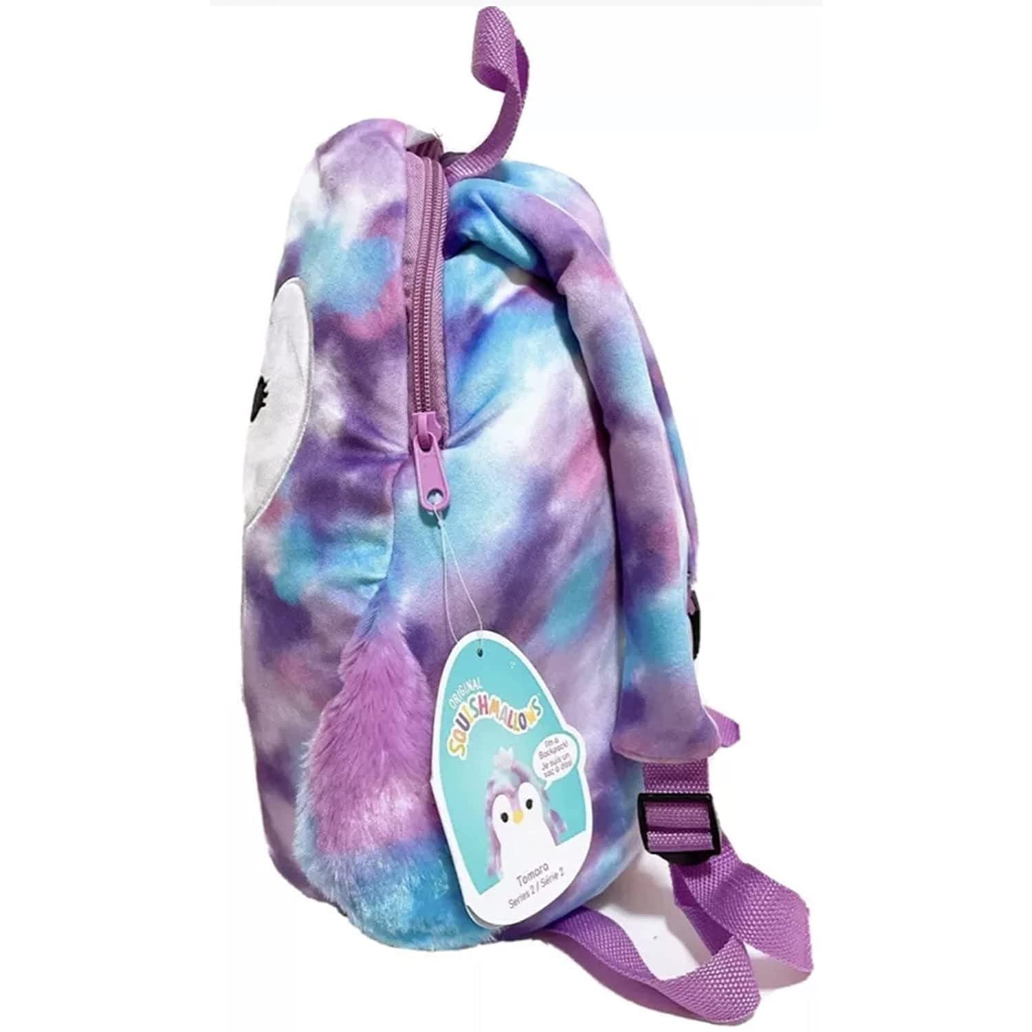 Squishmallows Official Kellytoy Backpack 12 Inch Squishy Soft Plush Animal Bag (Tomara Purple Penguin)