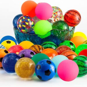 OBTANIM 50 Pieces Colorful Bouncy Balls Bulk Mixed Pattern High Bouncing Balls for Kids Party Favors, Prizes, Birthdays Gift (27 mm)