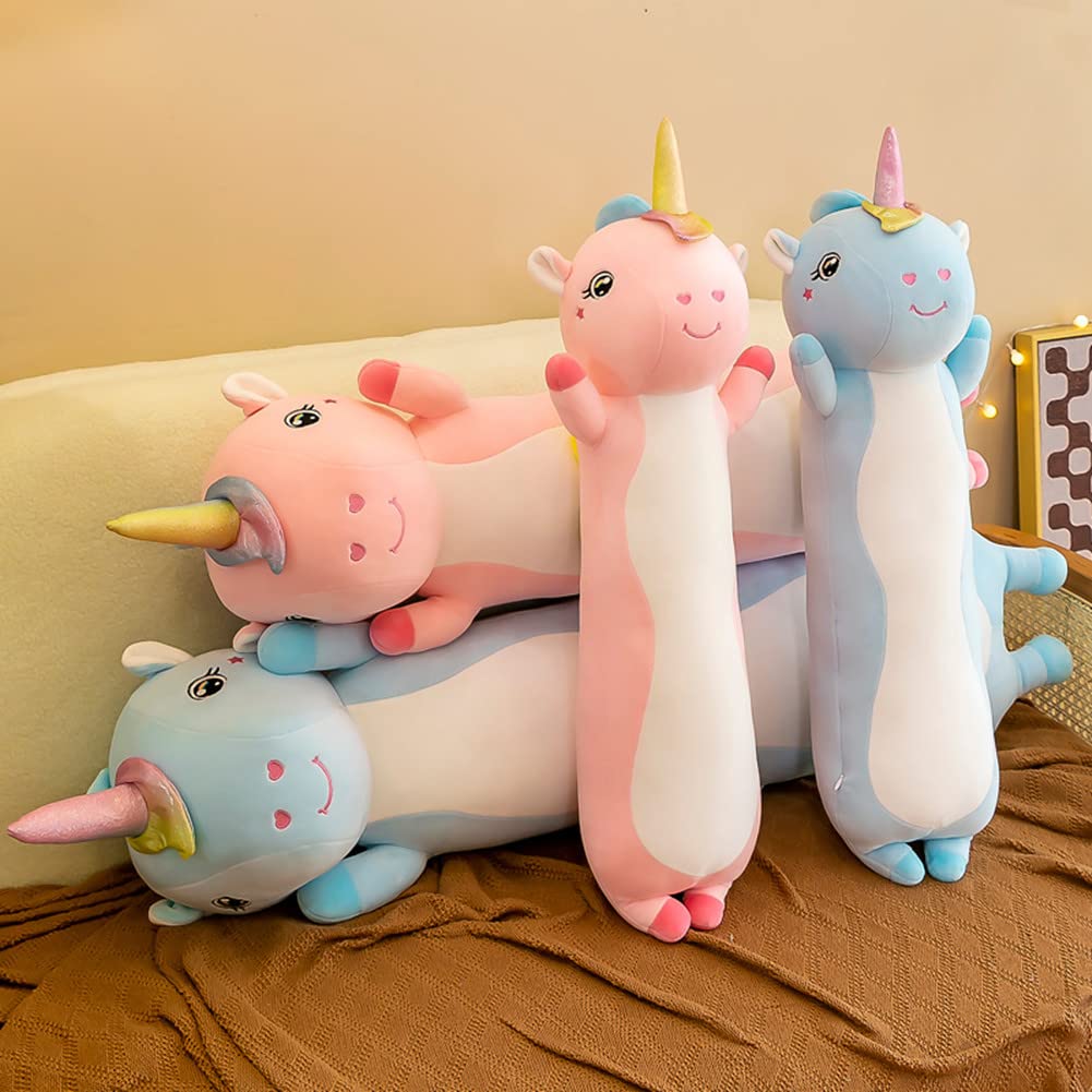 Unicorn Plush Pillow Long Soft Unicorn Body Pillow Big Unicorn Stuffed Animal Toys Cute Large Hugging Pillow Kawaii Toy for Kids Girls Children Baby Shower Birthday Valentine(Pink, 70cm/27.5Inch)