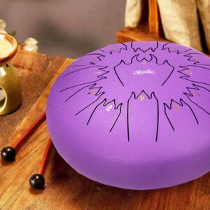 Nanrika Steel Tongue Drum, 12 Inch 13 Note,Percussion Instrument, Hand Pan Drum, With Bag, Music Book, Drumstick and Finger Cover (Lavender)