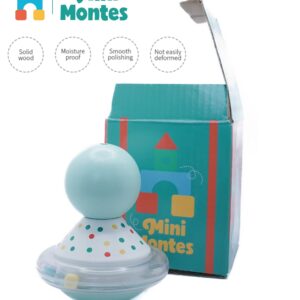 Mini Montes Wooden Tumbler Wobble Spin Pull Toy, Montessori Toys for 1 Year Old, Toys for 1 Year Old Boy Girl, Toys for Ages 0-2, Baby Toys, Sensory Toys, Tummy Time Toys, Gifts for Kids