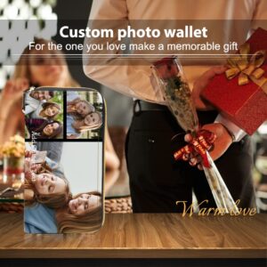 REMFACIO Personalised Photo Wallet Custom Long Leather Wallet for Women Large Capacity Wallet Ladies Purse with Multiple Card Holders Photo Purses Gifts for Her (E)