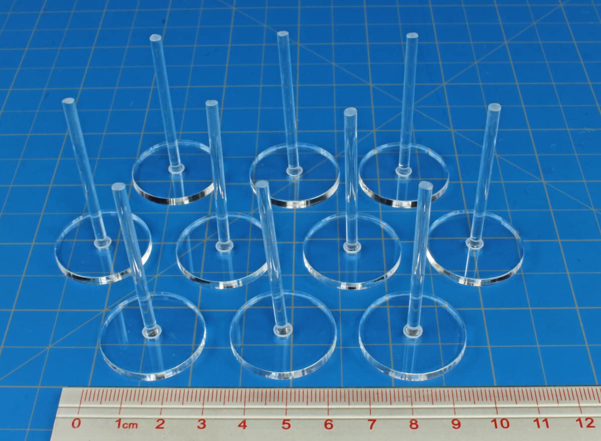 LITKO 28mm Circle Flight Stands with 2-inch pegs, 3mm Clear (10)