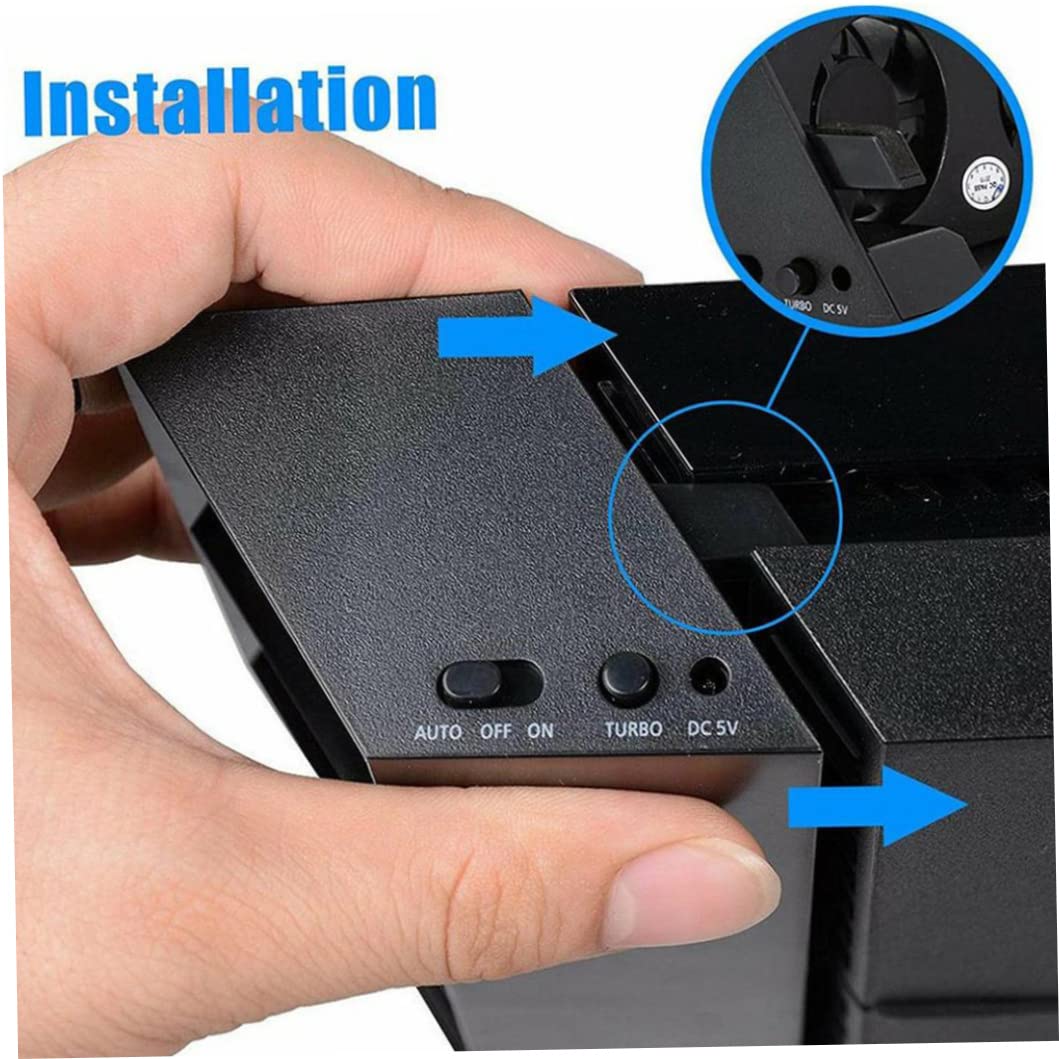 CurcKua Console Cooler PS4 Cooling Fan Temperature Control 5 Fan Heat Exhaust Fan for 4 Console Black.