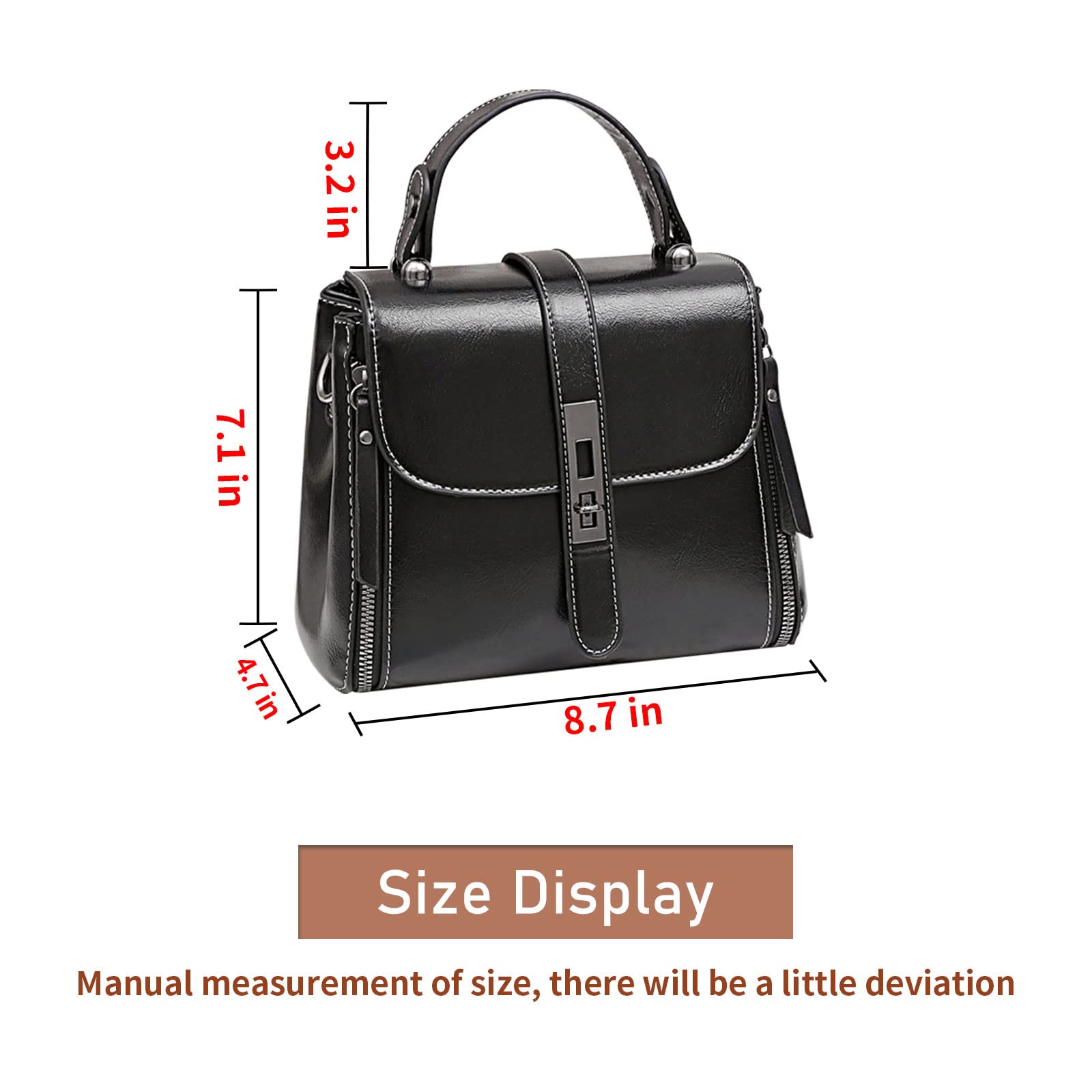 Small Crossbody Bags for Women, Leather Crossbody Bags for Women Trendy Women's Travel Bag with Replacement Shoulder Strap (Black)