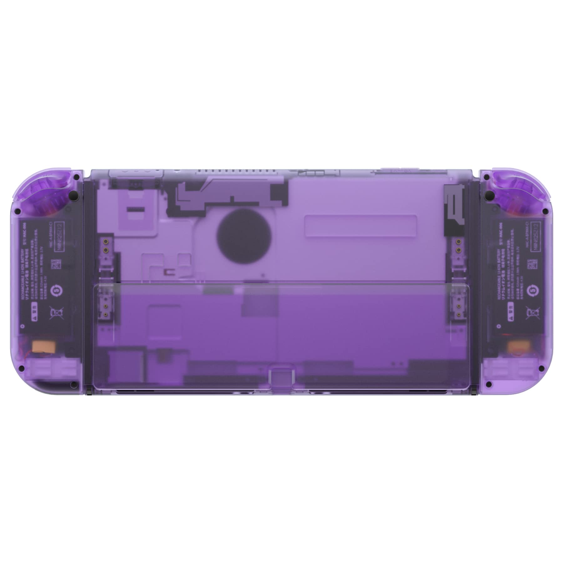 eXtremeRate DIY Full Set Shell for Nintendo Switch OLED, Replacement Console Back Plate & Kickstand, Custom NS Controller Housing with Full Set Buttons for Nintendo Switch OLED - Clear Atomic Purple